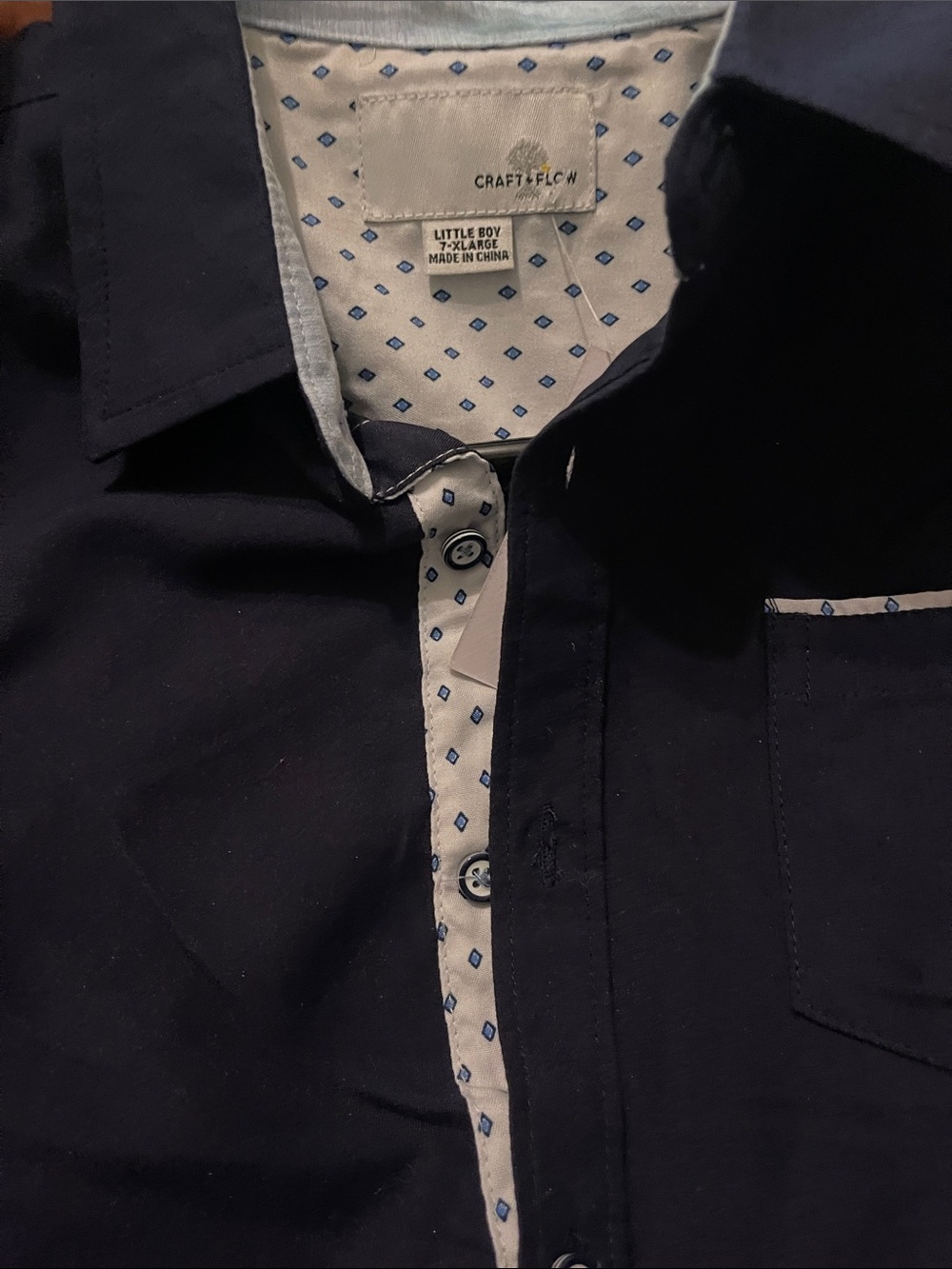 Craft & Barrow Navy Short-Sleeve Button-Down Shirt with Contrast Trim - Picture 5 of 5